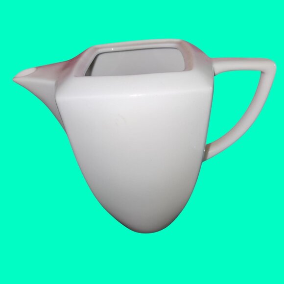 White Square Ceramic Modern Teapot/Coffee Pot 8.5" H with Lid - Picture 5 of 8